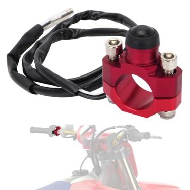 Imagem de IUVWISN Interruptor de parada de motor de motocicleta, botão de partida universal CNC vermelho - com placa traseira de montagem|para Dirt Pit Mini Bike ATV MX Motocross Scooter Quad|Operação estável |
