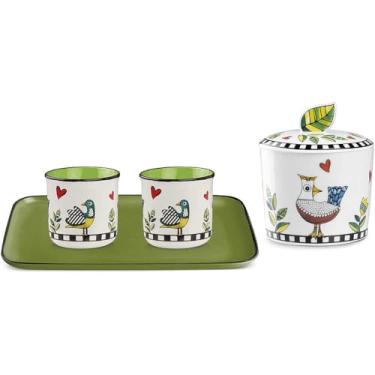 Imagem de Egan Conjunto Bandeja c/ 2 Copos Espresso e Acucareiro Verde Cocoricó