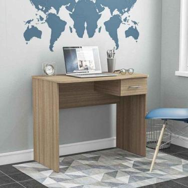 Imagem de Mesa de escritório Arapeí 90cm 1 gaveta Politorno, Castanho