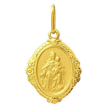 Imagem de Pingente Nossa Senhora Do Carmo Ouro 18K Oval Bordada k110 - Usa Joias
