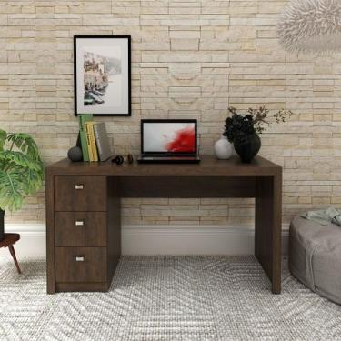 Imagem de Mesa para Escritório Reta 140cm com 3 Gavetas MDP Rústico Tecnomobili