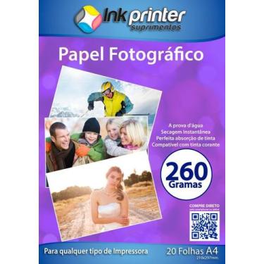 Imagem de Papel Fotográfico Brilhante Glossy A4 260gr - Alta Qualidade para Impr