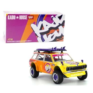 Imagem de 1:64 Diecast Model Car Compatible with Nissan Datsun KAIDO 510 Wagon 4×4 Kaido Islands V1 Orange Limited Edition by Kaido House x Mini GT KHMG210