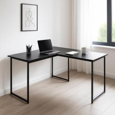 Imagem de Mesa De Canto Industrial Em L Para Escritório 120x90cm Pés De Ferro - 