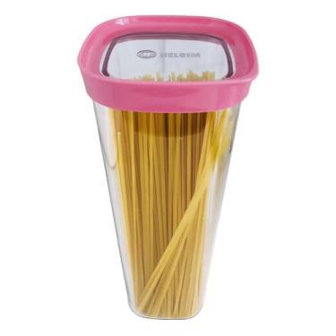 Imagem de Pote Hermético Cozinha para Mantimentos Macarrão Espaguete 2000ml (Rosa)
