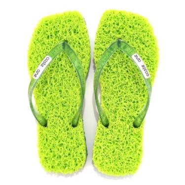 Imagem de Chinelo Confort Square ideal para Fascite Plantar, esporão de calcâneo, sensação de estar pisando em um tapete macio. (Verde Limão, 37/38, BR, Adulto, Faixa Numérico, 37, 38)