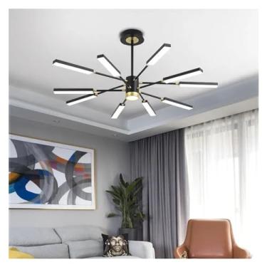 Imagem de Lustre LED moderno para decoração de sala de estar, quarto, luminária pendente elegante para mesa de jantar, lâmpada de suspensão ajustável com controle remoto