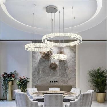 Imagem de Lustre moderno LED, lustre de iluminação LED, luminária suspensa compatível com sala de estar, quarto, lâmpada de loft de cristal, decoração moderna