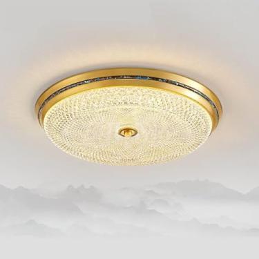 Imagem de Luminária de teto estilo europeu moderno cobre americano hotel LED luz de teto três cores escurecimento luminária de teto para sala de estar quarto sala de jantar cozinha sala de estudo corr
