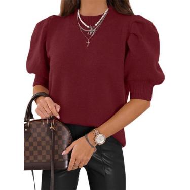 Imagem de Suéter de manga curta Puff Goranbon 2024 para mulheres