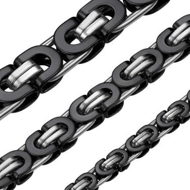 Imagem de Colar ChainsHouse Black Flat Byzantine Chain 8 mm 50 cm para homens