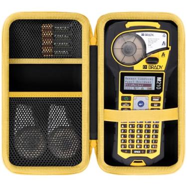 Imagem de Baval Capa de impressora de etiquetas compatível com impressora de etiquetas portátil Brady M210/M210-LAB/BMP21-PLUS (caixa preta, zíper amarelo)