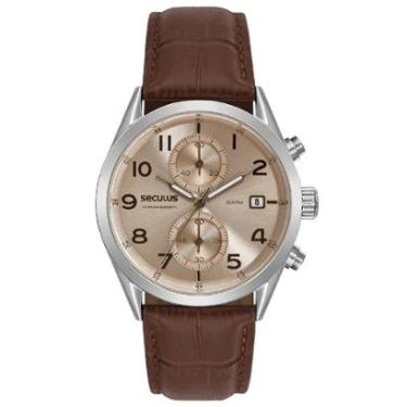 Imagem de Relógio Seculus Clássico 77338G0SVNC1 Couro Crocodilo Marrom-Masculino