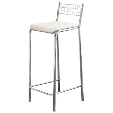 Imagem de Banqueta Alta para Balcão, Kit 2 Banquetas Cromada, Acabamento Metálico Fosco(Branco)