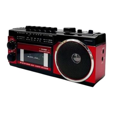 Imagem de BaotyJie Rádio Cassete AM/Rádio 25,5x9x11,5cm Alto-falante embutido Gravação de fita USB 3W Design vintage para parques fora de casa