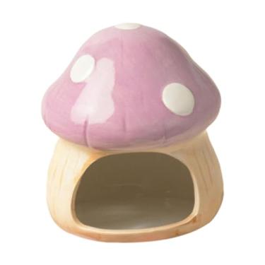 Imagem de Baoblaze Casa de cerâmica para hamster, esconderijo para pequenos animais, formato de cogumelo para chinchilas, gerbilos, pequenos animais, hamster anão, S