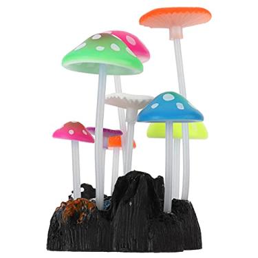 Imagem de Pssopp Decoração de Aquário de Cogumelos de Simulação, Suprimentos de Tanque de Peixes Ornamentais de Silicone Com 9 Cogumelos Brilhantes para Aquários de água Doce e Salgada