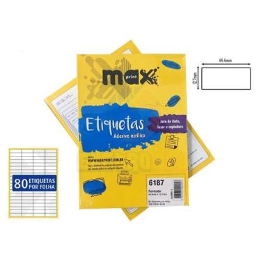 Imagem de Etiqueta Auto Adesiva Papel Carta 80 Etiquetas por Folha Pacote com 10