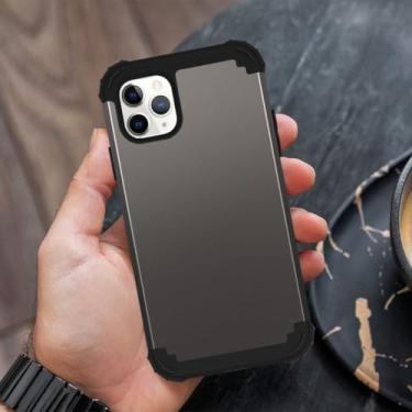 Imagem de Capa 3 em 1 para iPhone 11 Pro Max, proteção resistente, híbrida, rígida, de silicone macio, antiderrapante, antiderrapante, à prova de arranhões, à prova de choque, capa protetora de corpo inteiro
