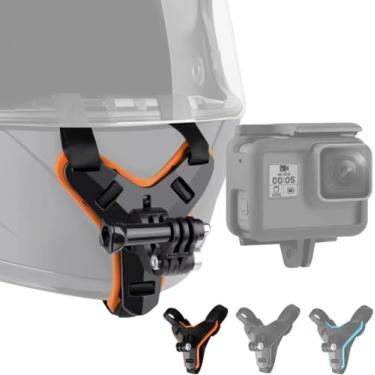 Imagem de Suporte para câmera com alça de queixo compatível com GoPro Hero 13, 12, 11, 10, 9, 8, 7, (2018), 8, suportes de câmera e grampos para Xiaomi Yi, SJCAM (laranja)