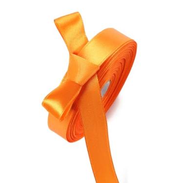 Imagem de Fita de cetim laranja de outono de 1,5 cm x 50 m para embrulho de presente, projetos de artesanato, decoração de casamento, buquê de flores, laços de cabelo