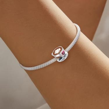 Imagem de 1 peça prata elegante pés redondos berloque contas adequadas para mulheres, faça você mesmo e roupa diária combinando joias decoração para mulheres presente para mãe, 10.9*11.85mm, Prata, Sem Pedra