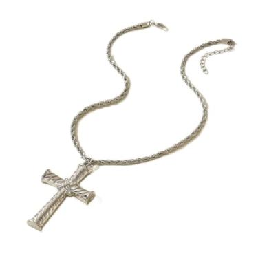 Imagem de Colares de cruz banhados a ouro para mulheres, colar com pingente de crucifixo com cruz delicada para mulheres, One Size, Metal, Sem Pedra Preciosa