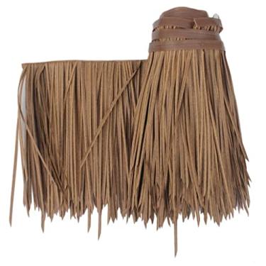 Imagem de Decoração de plástico telhado de palha galpão de palha de plástico falso retardador de chamas palha decorativa PVC fazenda tiki cabana bar telhado palha palmeira rolo de palha (amarelo d, 0,5 x 6 m