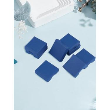Imagem de 8 peças de caixas de papelão, caixa de presente quadrada com esponja interior caixa de embalagem azul para anéis, pingentes, brincos, colares, lembrancinhas de festa, artesanato, 5,05 ~ 5,1 x 5,1 x