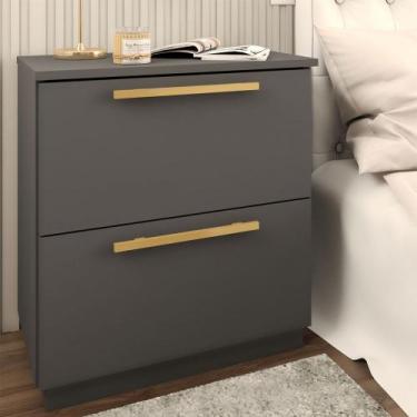 Imagem de Mesa de Cabeceira Dubai 2 Gavetas Prime - Panorama Móveis, Cinza