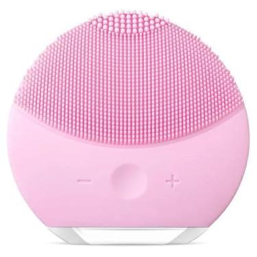 Imagem de Mini Escova Facial Elétrica de Silicone, Rosa, 8cm x 8cm, com Tecnologia T-Sonic 8000 Vibrações/min, USB, para Limpeza Profunda e Esfoliação