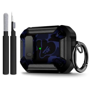 Imagem de Capa compatível com Airpods Pro 3 (2025), capa para Airpods Pro 3ª geração com kit de limpeza de chaveiros, capa de silicone macio à prova de choque para mulheres e homens