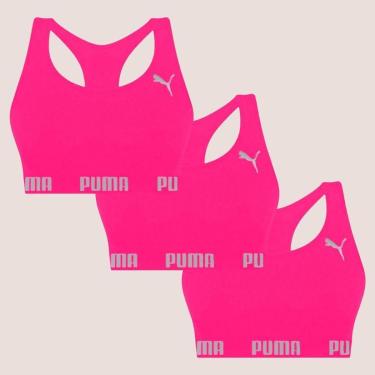 Imagem de Kit Com 3 Tops Puma Nadador Sem Costura E Sem Bojo Fitness Fit Para Academia Corrida Treino-Feminino