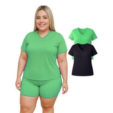 Imagem de Kit 2 Camiseta Manga Curta Dry Fitness Academia Plus Size-Feminino