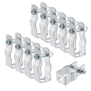 Imagem de Antrader EMT Cabide de conduíte com parafuso, ferro zincado EMT/gancho de conduíte rígido, braçadeiras de tubo em forma de U de 1/5.1 cm - Pacote com 10