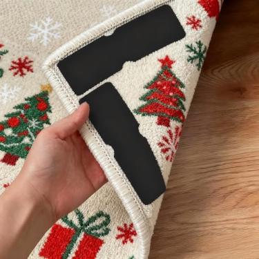 Imagem de Pinças de carpete, 8 peças de pegadores antiderrapantes, reutilizáveis e laváveis, almofadas de fita dupla face para pisos e azulejos de madeira, mantêm os cantos planos, sem danos para o chão