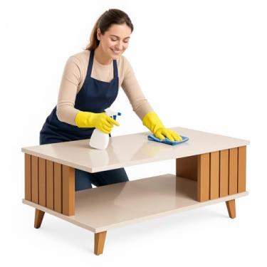 Imagem de Mesa De Centro Ripada Sala Off White Classica Premium