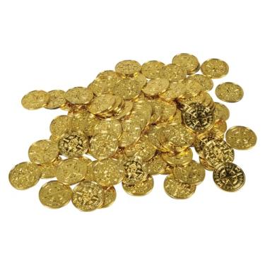 Imagem de Beistle Conjunto de decoração de tesouro pirata – Cooler inflável de baú do tesouro e moedas de plástico dourado, suprimentos de festa náutica para aniversários, festas na piscina, caçadas de aventura
