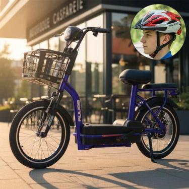 Imagem de Bicicleta Elétrica 500w Aro 20 Bikelete Sem Cnh + Capacete, Azul