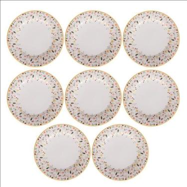 Imagem de Conjunto 8 Pratos Raso Cerâmica Ashley 24,2Cm Amarelo - Corona