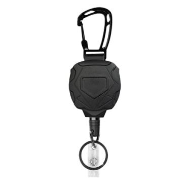 Imagem de Chaveiro retrátil com clipe de cinto, porta-chaves de cartão de identificação resistente com suporte de crachá de anel com cordão de aço de 59,9 cm, 280 g