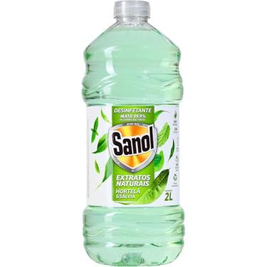 Imagem de Sanol - Desinfetante Líquido para uso Geral, Extratos Naturais, Hortelã & Sálvia, Verde, 2 Litros