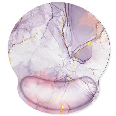 Imagem de Mouse pad com descanso de pulso em gel, mouse ergonômico roxo com suporte de pulso, superfície lisa e base de poliuretano antiderrapante, mouse portátil para alívio da dor para computador, laptop