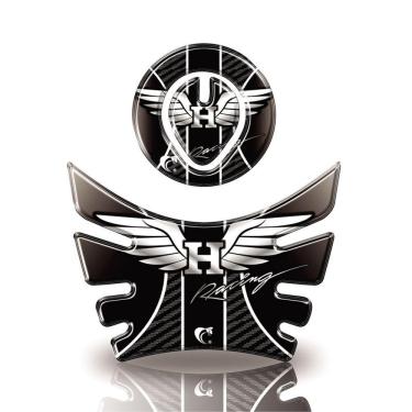 Imagem de Kit Adesivo Resinado Protetor Tanque E Bocal Moto Bros Asa Ano Até 2015 Prata E Preto