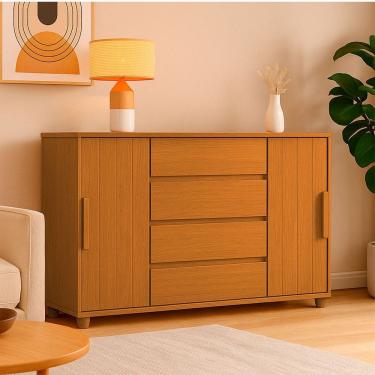 Imagem de Cômoda Grande 4 Gavetas Estilo Ripado Bella Vivace Desing Sofiticado Cinamomo