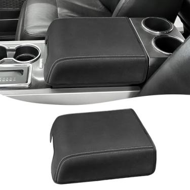 Imagem de Capa de console central para acessórios F150 2004-2014 XL XLT, Expedition 2007-2014, Lincoln Mark LT 2006-2008, protetor de cusão de apoio de braço médio de couro PU, somente console de assento balde