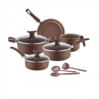 Imagem de Conjunto de 8 PeçAs de Panelas Antiaderentes, Com AlçAs Resistentes ao Calor Para Facilitar o Cozimento e a Limpeza.(Marrom)