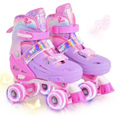 Imagem de Patins 2PM SPORTS Girls com rodas iluminadas rosa borboleta