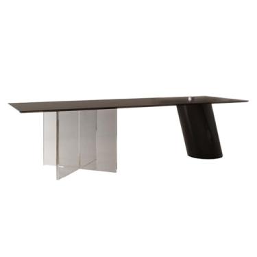 Imagem de Mesa de trabalho Mesa de estudo para laptop madeira maciça, mesa escritório moderna preta com soquete elevatório para doméstico(L)