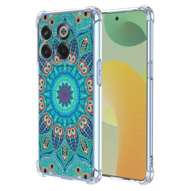 Imagem de WEIOUHR Capa protetora para OnePlus 10T 5G transparente TPU macio, design em relevo verde, resistente a arranhões, proteção leve, para OnePlus 10T 5G (verde pavão)